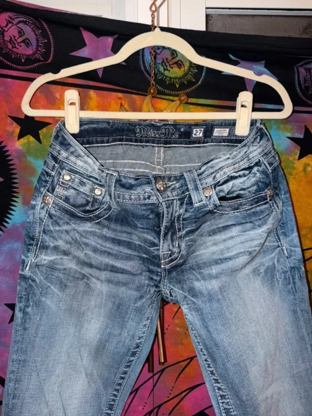 Miss Me Blue Bootcut Denim Jeans w/ Bedazzled Pockets